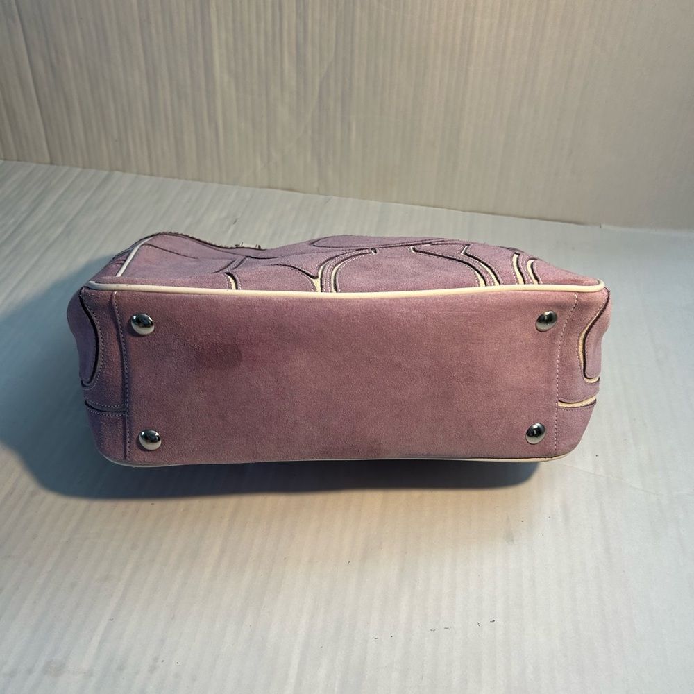 Coach Vintage Optic Signature Purple Suede Tote Bag - Picture 5 of 16